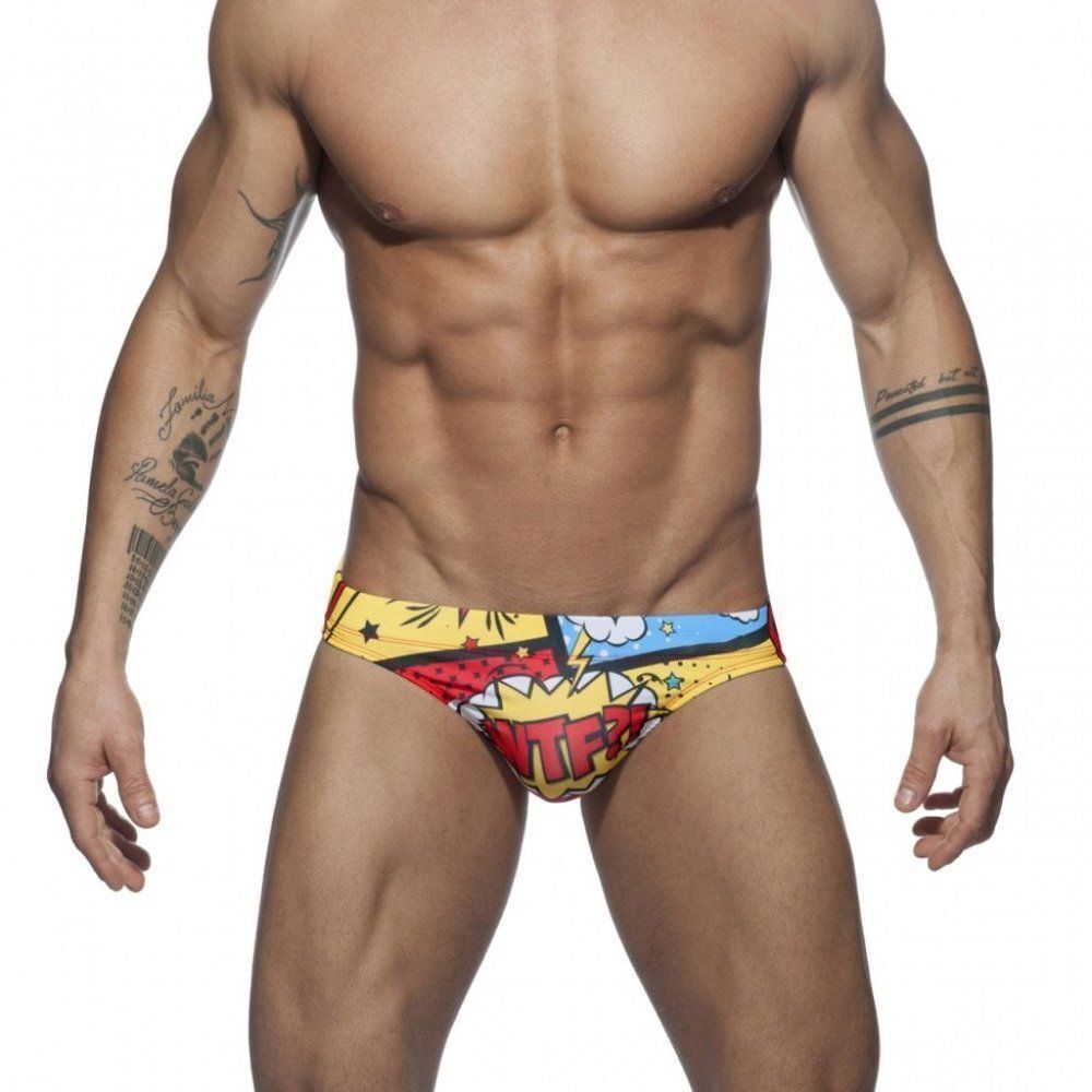 Men' s Padded Naughty Speedo Swim Briefs Pouch Enhancing WTF Swimwear Size L